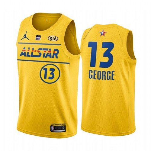 Men's 2021 All-Star #13 Paul George Yellow NBA Western Conference Stitched Jersey